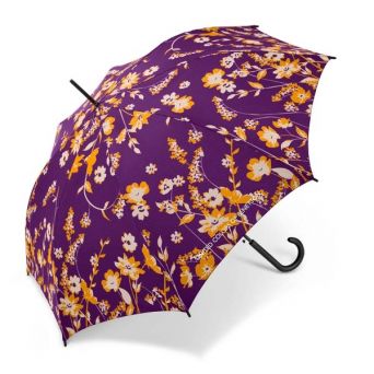 Parapluie canne fleurs oranges Benetton