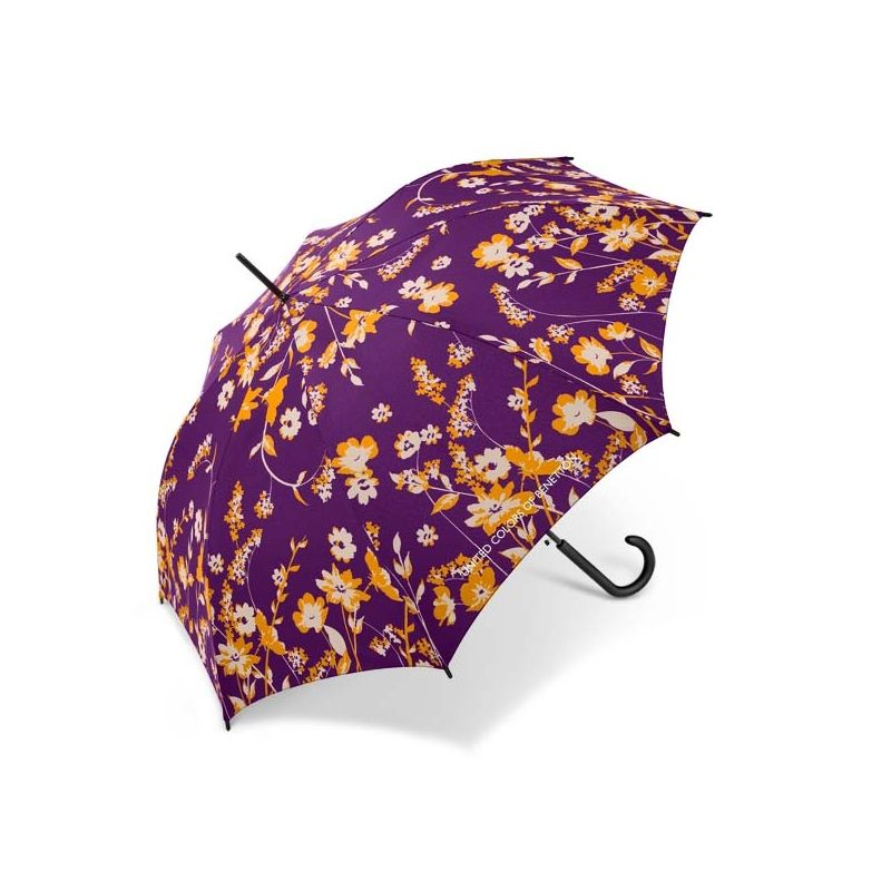 Parapluie canne fleurs oranges Benetton