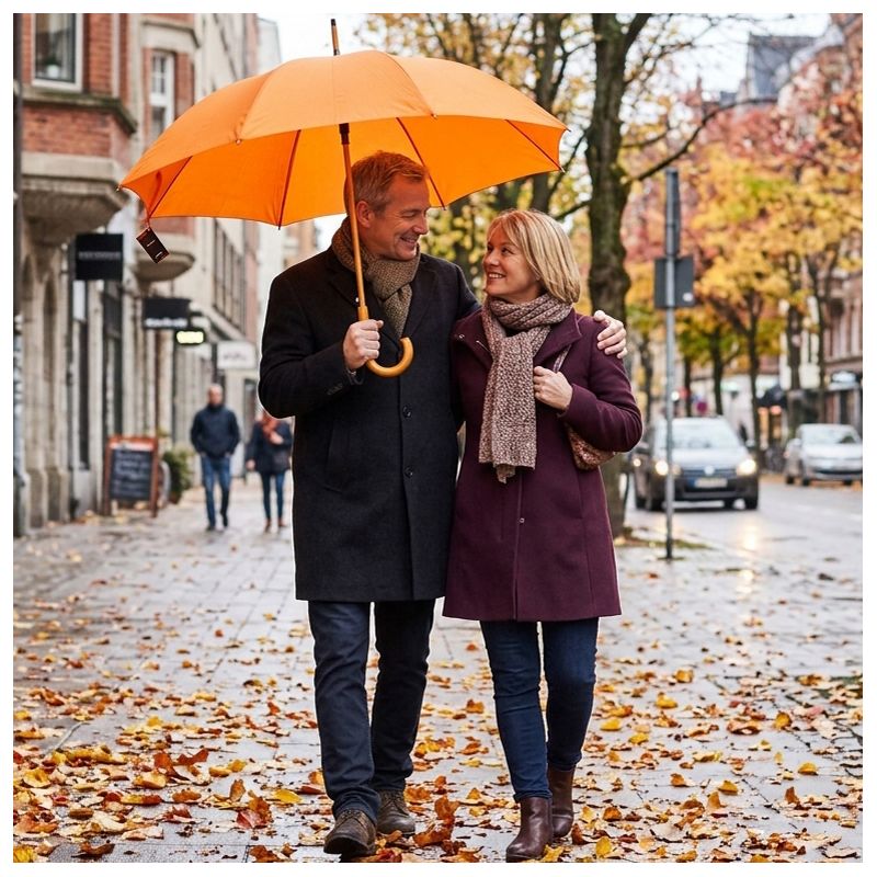 Parapluie canne orange fabrication française