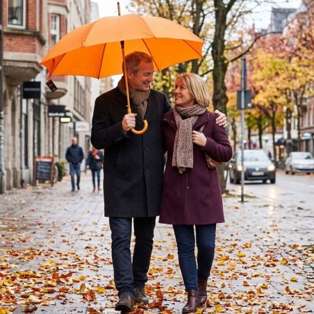 Parapluie canne orange fabrication française