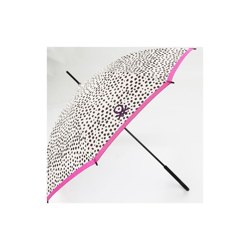 Parapluie canne automatique blanc et noir léopard Benetton