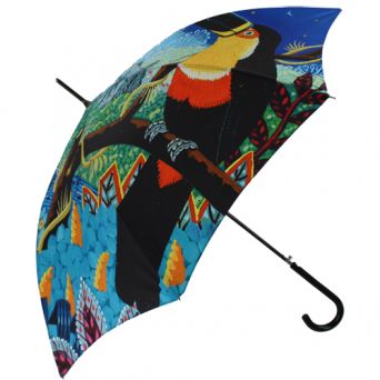 Parapluie canne tropical bleu