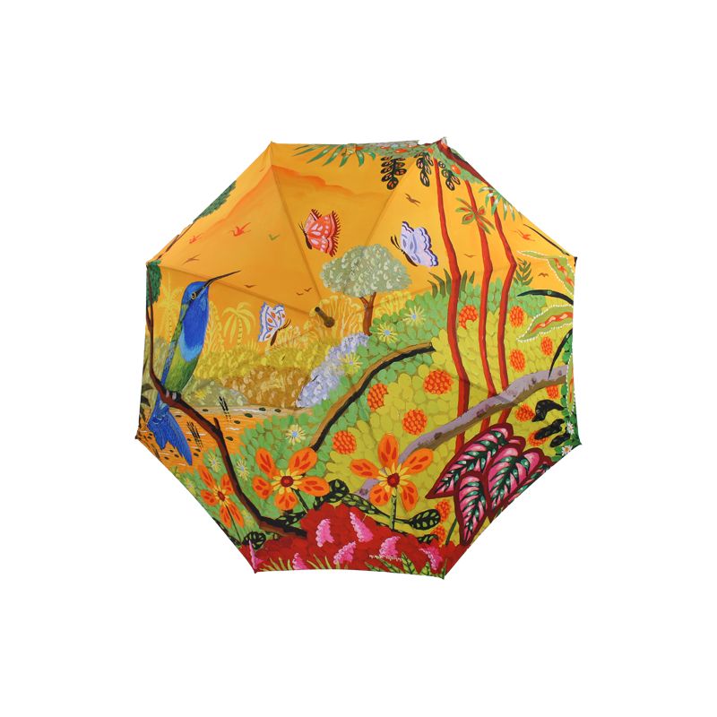 Parapluie de luxe canne tropical orange