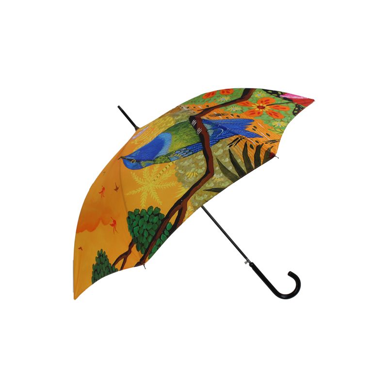 Parapluie de luxe canne tropical orange