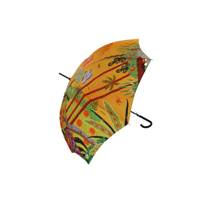 Parapluie de luxe canne tropical orange