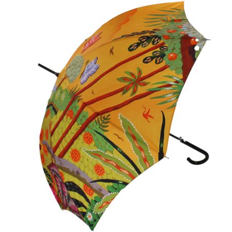 Parapluie de luxe canne tropical orange