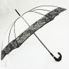 Grand parapluie femme ivoire et dentelle poignée cuir