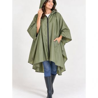 Cape de pluie vert kaki fermeture éclair