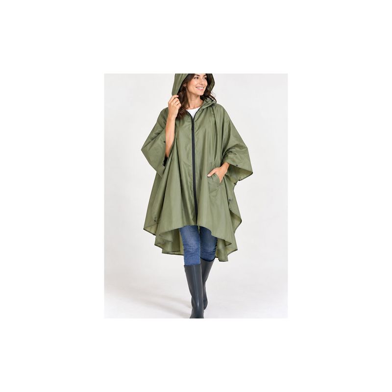 Cape de pluie vert kaki fermeture éclair