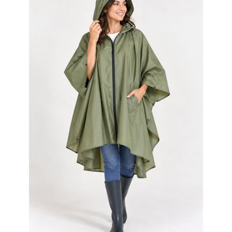 Cape de pluie vert kaki fermeture éclair