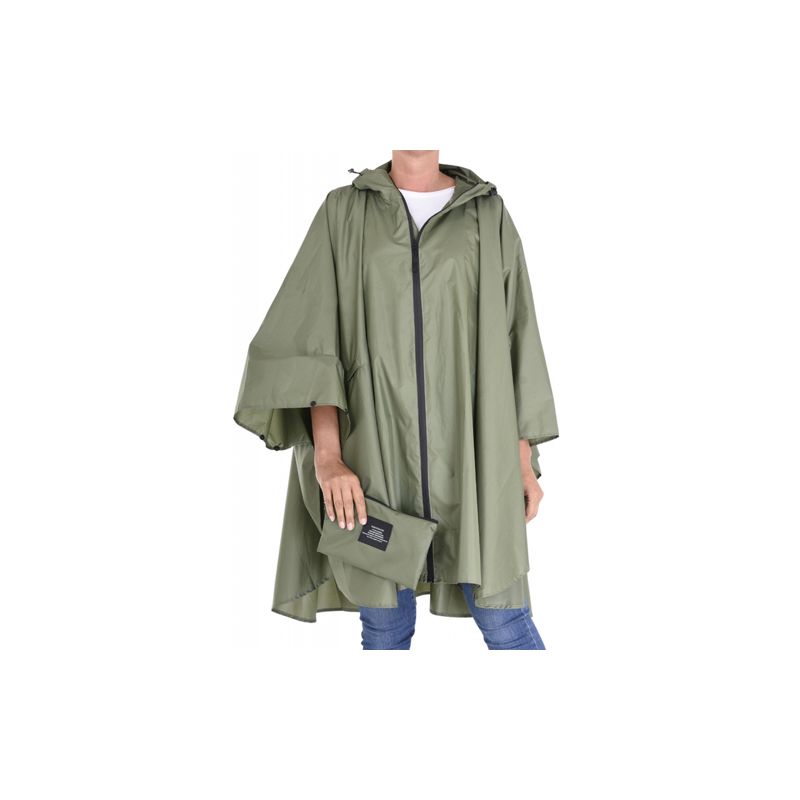 Cape de pluie vert kaki fermeture éclair
