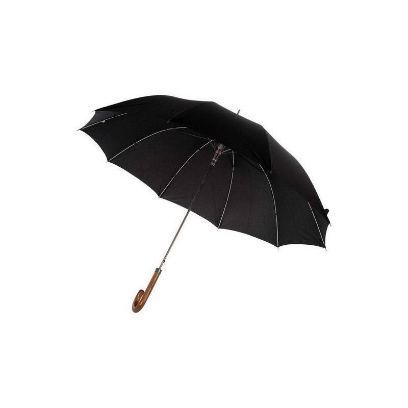 Grand parapluie noir 10 baleines poignée bois