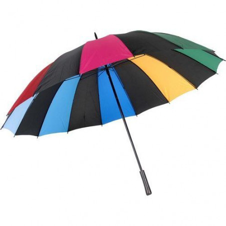 Grand parapluie golf 16 baleines à tranches multicolores
