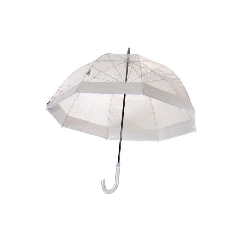 Parapluie cloche transparent bord blanc