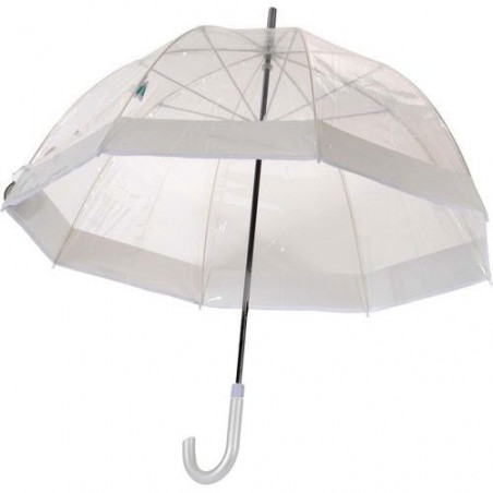 Parapluie cloche transparent bord blanc