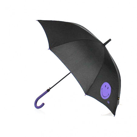 Parapluie droit Smiley noir et violet