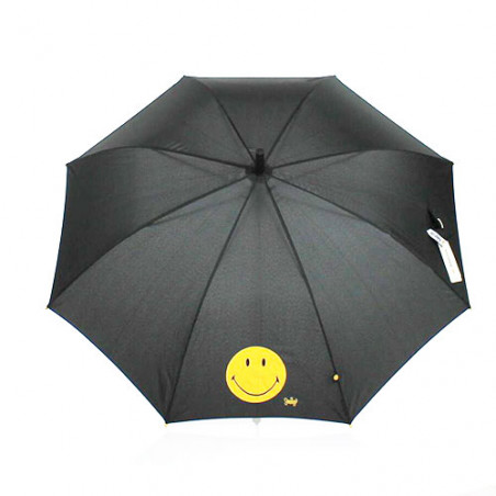 Parapluie droit Smiley noir et jaune