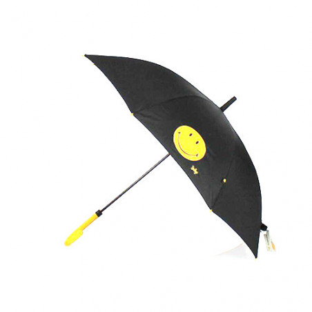 Parapluie droit Smiley noir et jaune