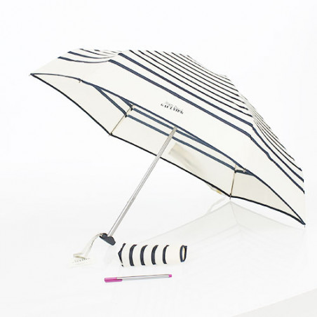 Parapluie ultra plat ivoire/marine Jean Paul Gaultier 