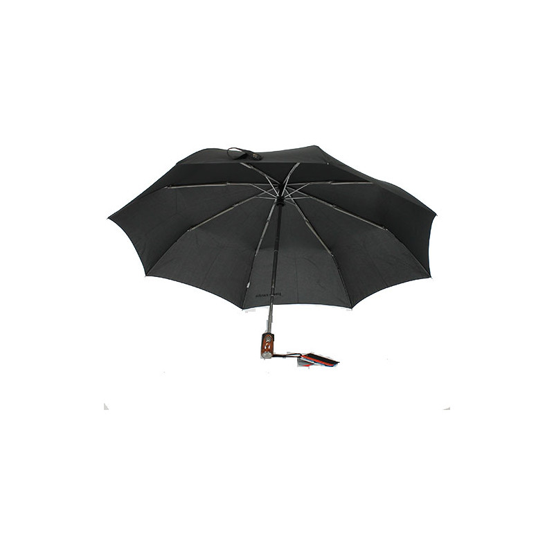 Parapluie pliant noir poignée ronce de noyer Pierre Cardin automatique 