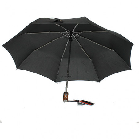 Parapluie pliant noir poignée ronce de noyer Pierre Cardin automatique 