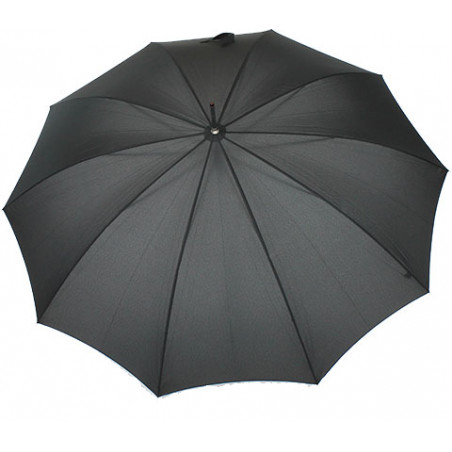 Parapluie noir et poignée bois et cuir gentleman