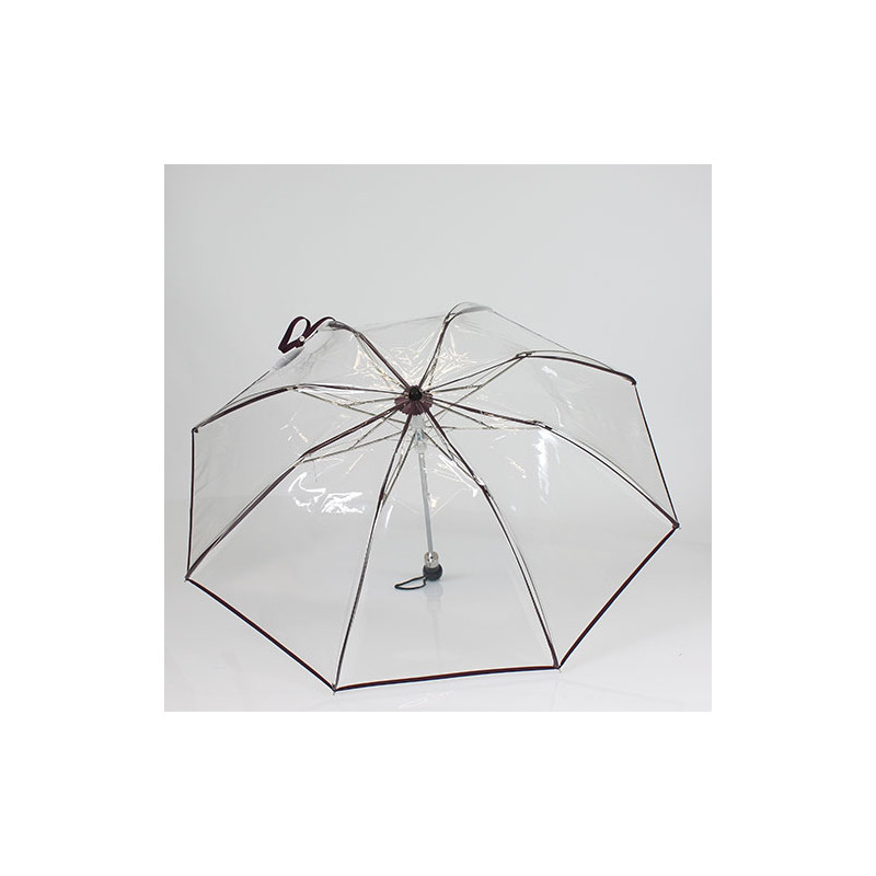 Parapluie pliant transparent liseret violet