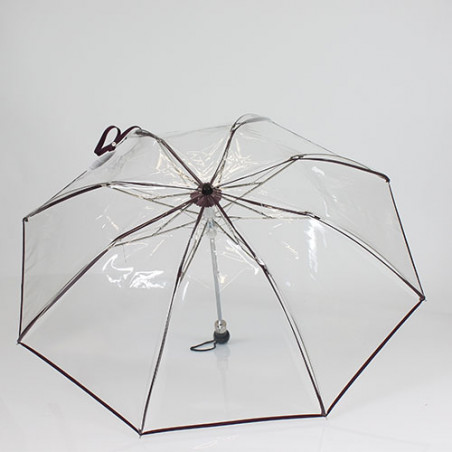Parapluie pliant transparent liseret violet