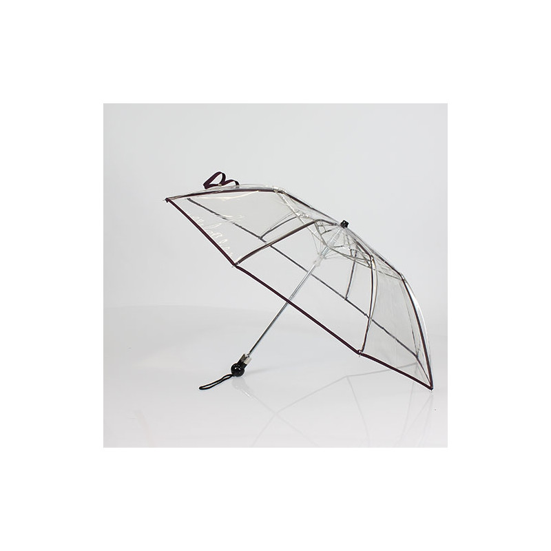 Parapluie pliant transparent liseret violet