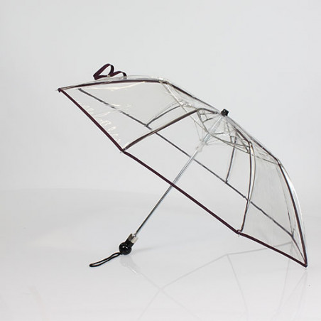 Parapluie pliant transparent liseret violet