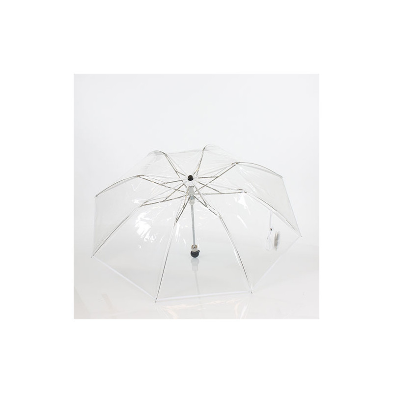 Parapluie pliant transparent liseret blanc