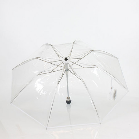 Parapluie pliant transparent liseret blanc