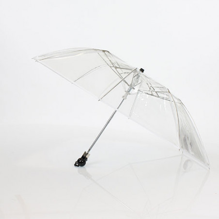 Parapluie pliant transparent liseret blanc