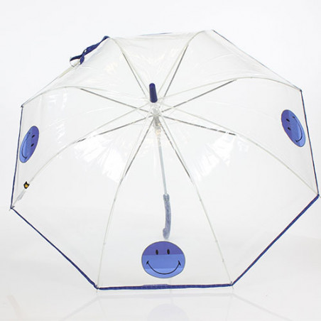 Parapluie transparent Smiley bleu