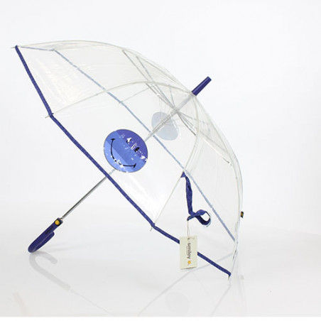 Parapluie transparent Smiley bleu