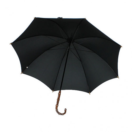 Parapluie noir femme poignée bambou