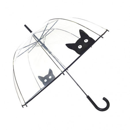 Parapluie transparent avec un chat