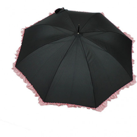 Parapluie canne noir volant rayé rouge