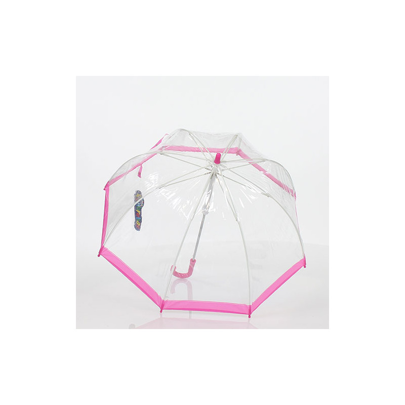 Parapluie enfant cloche transparent bordure rose