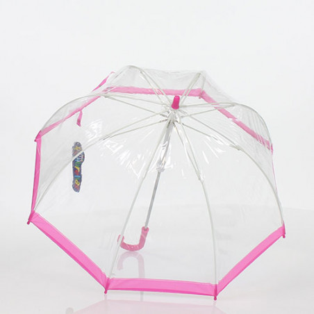 Parapluie enfant cloche transparent bordure rose