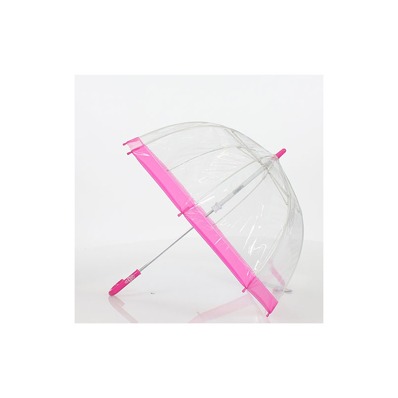 Parapluie enfant cloche transparent bordure rose