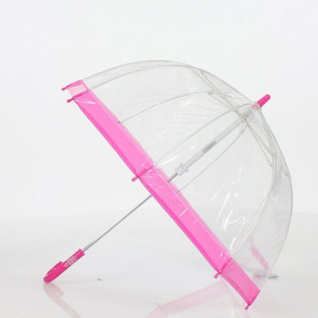 Parapluie enfant cloche transparent bordure rose