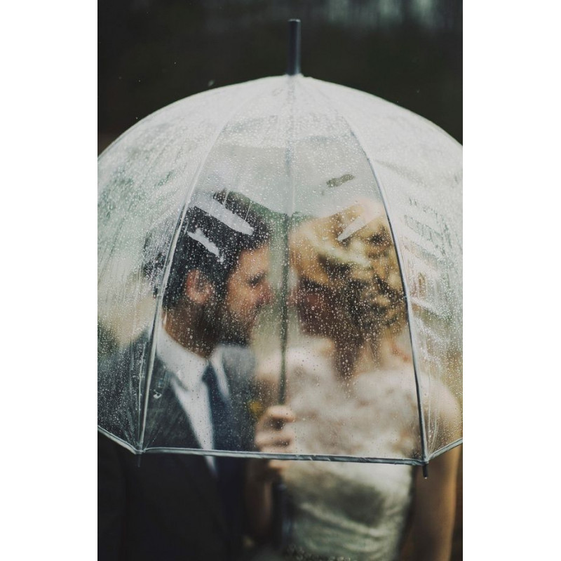 Parapluie transparent cloche liseret noir