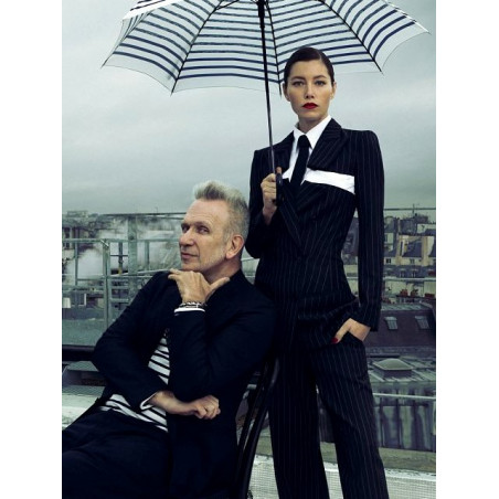 Parapluie droit imprimé marin ivoire et marine Jean Paul Gaultier