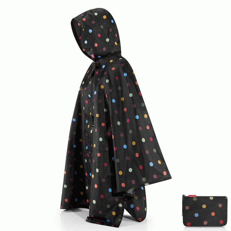 Poncho imperméable noir à pois multicolores  Reisenthel