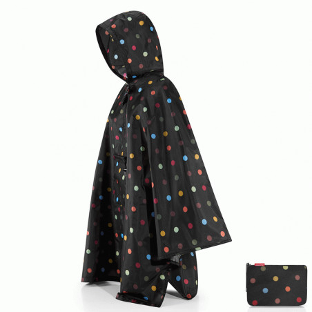 Poncho imperméable noir à pois multicolores  Reisenthel