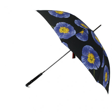 Parapluie canne Pierre Cardin fleurs d'automne noir et violet