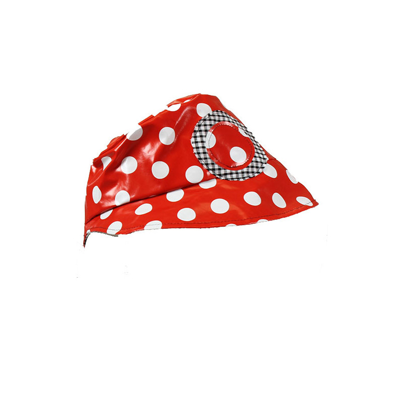 Chapeau de pluie rouge a pois blancs avec motif