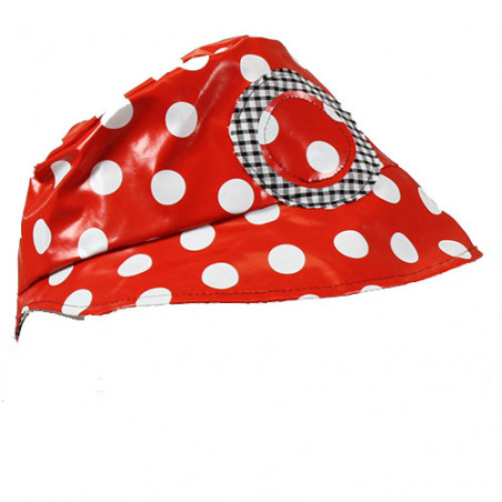 Chapeau de pluie rouge a pois blancs avec motif