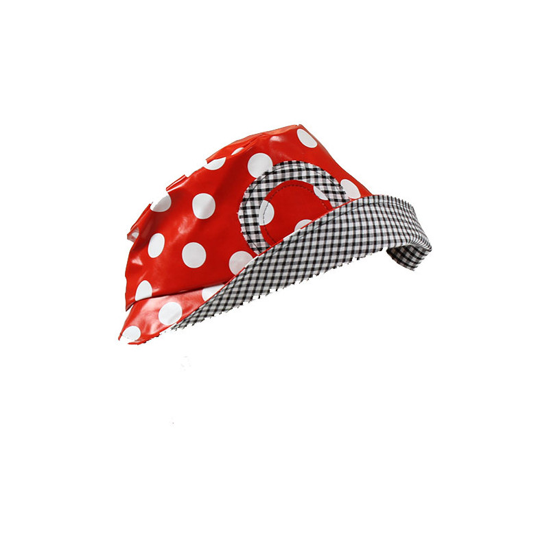 Chapeau de pluie rouge a pois blancs avec motif